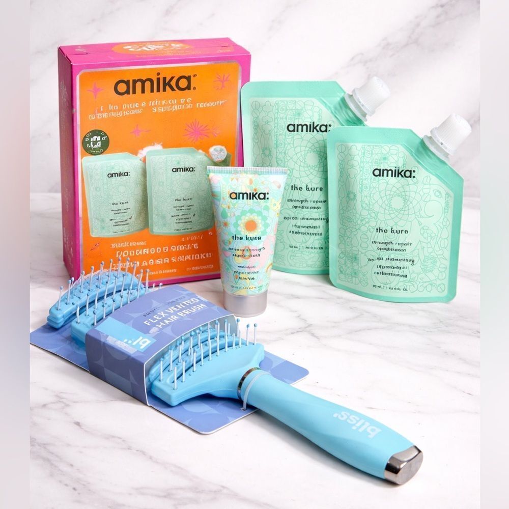 Amika The Kure Trial Set + Bliss Flex Vented Brush Bundle NWT